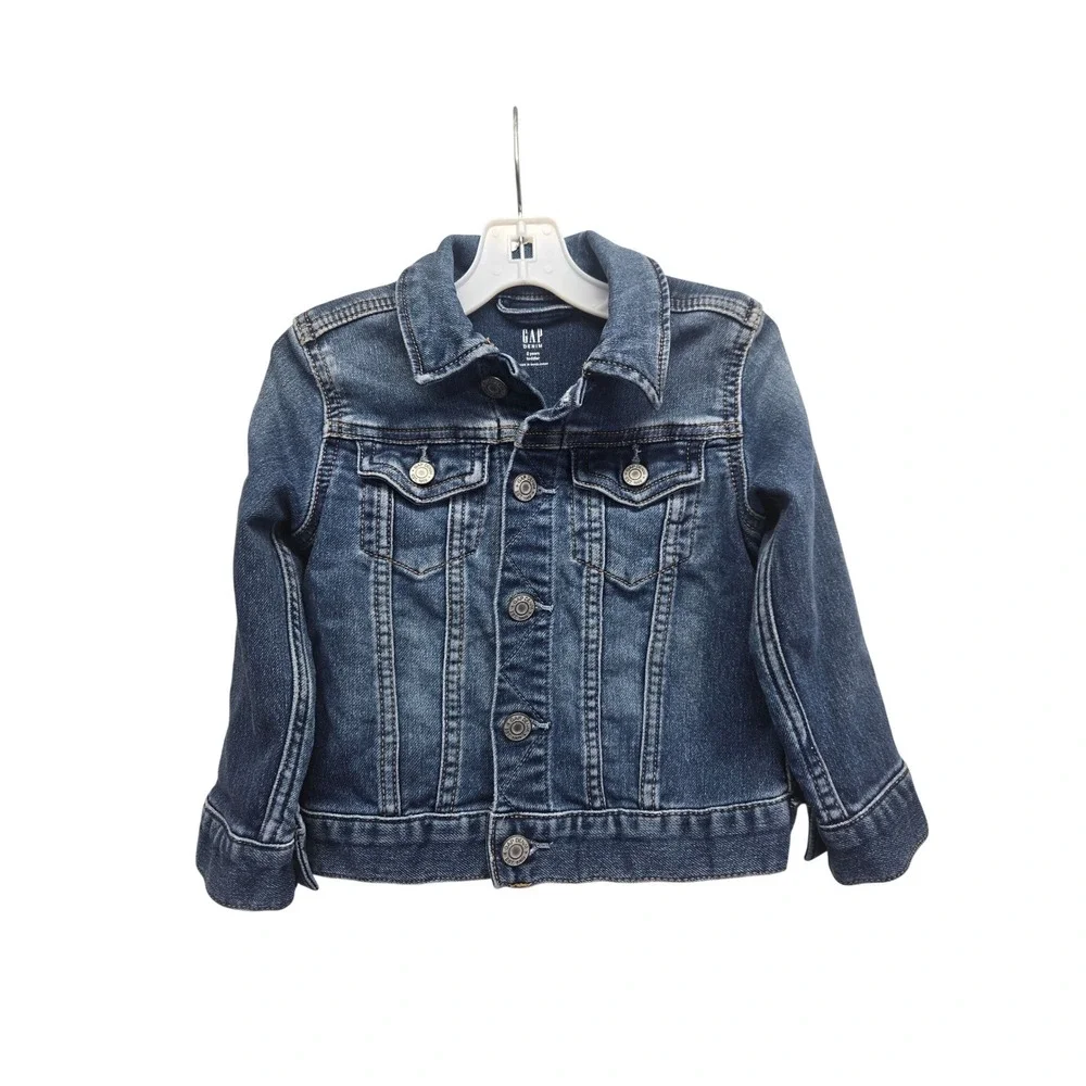 GAP Kids Toddler Denim Jacket Medium Wash Blue Jean Trucker Coat Size 2T Kidcore